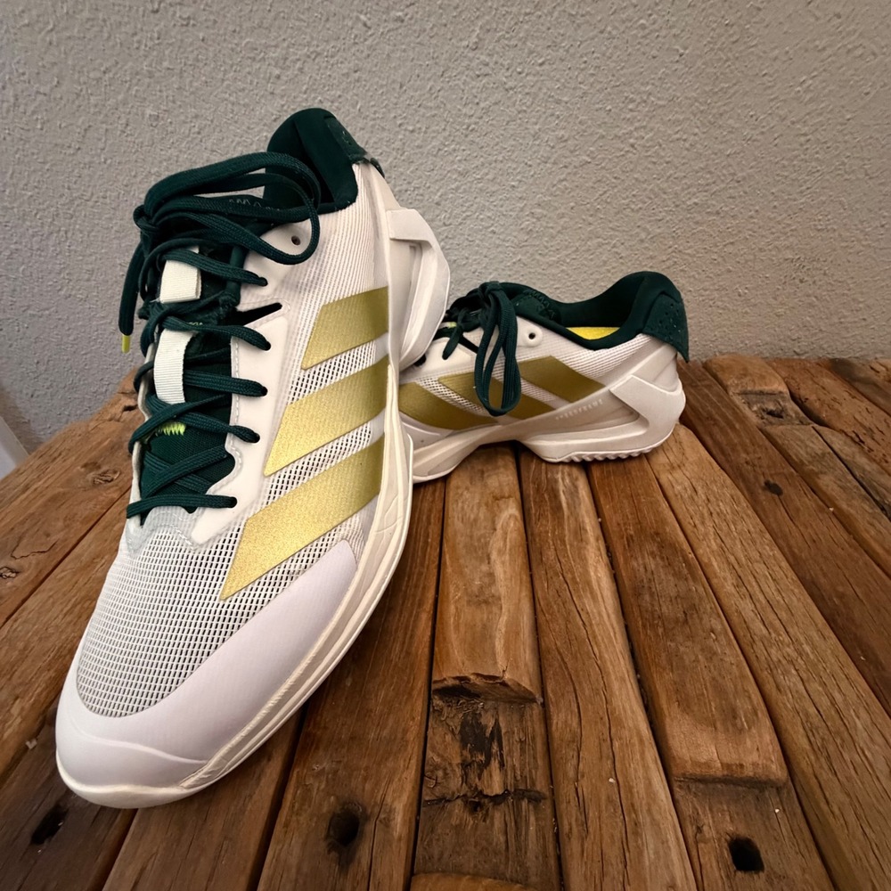 Adidas Ubersonic 4 Tennis Shoes 11 White Green Gold Lightstrike Sneakers